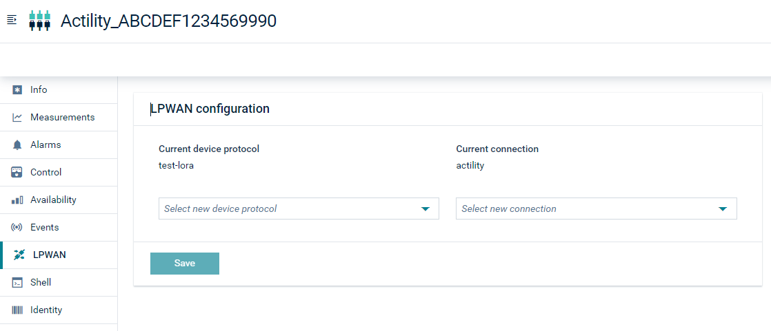 Actility LPWAN Tab