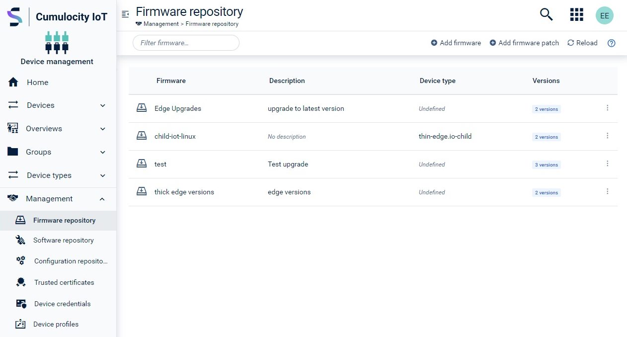 Firmware list