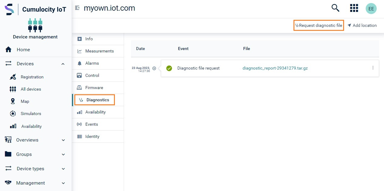 Diagnostics report remotely