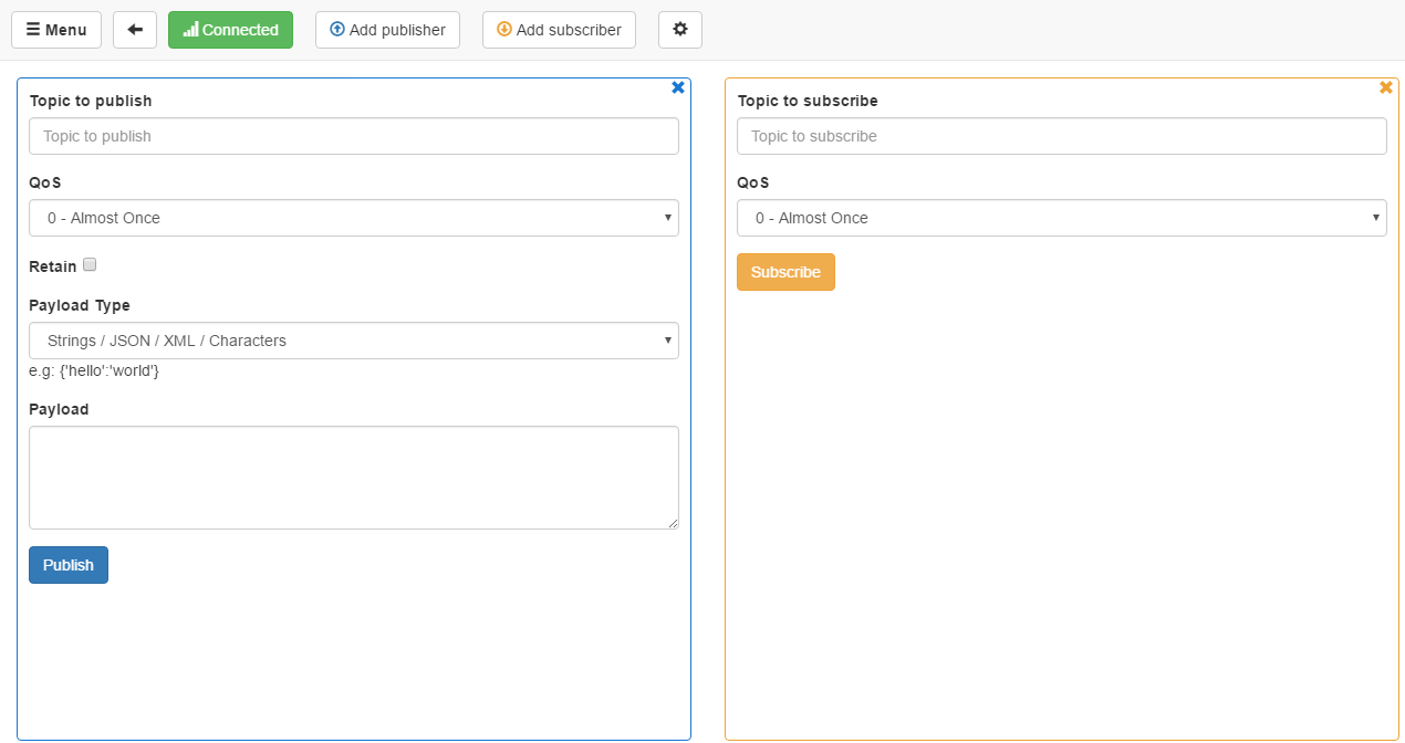 MQTTBox Established Connection