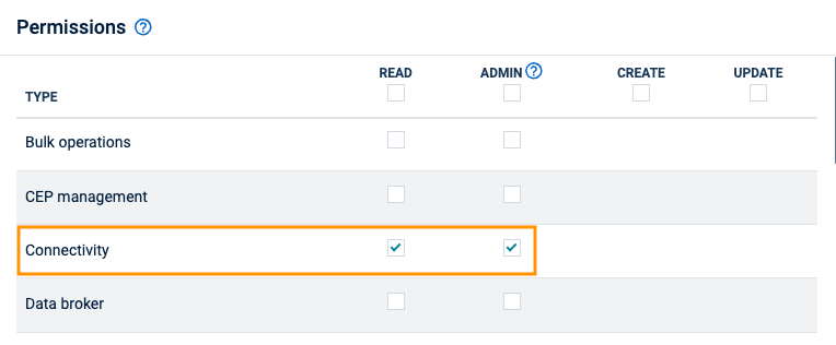 Connectivity permission settings